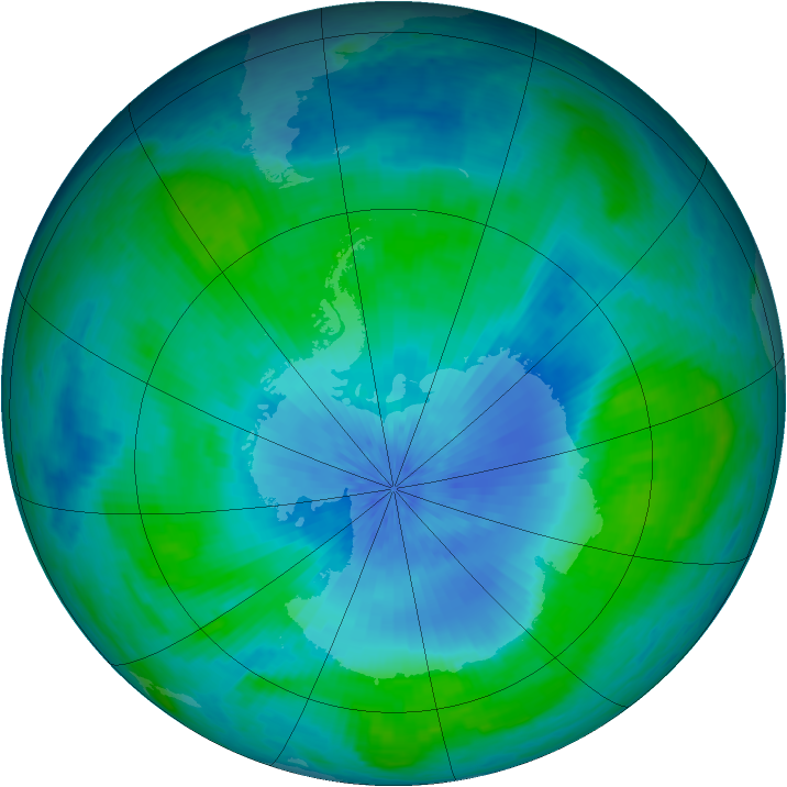 Antarctic ozone map for 24 February 2003